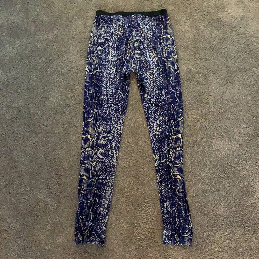 Tory Burch Silk Patterned Leggings Pants Sz S Blue